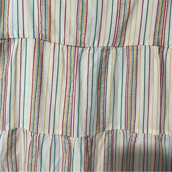 Madewell Multicolor Button-Back Tiered Dress A-Line Striped Colorful Textural - Picture 4 of 6